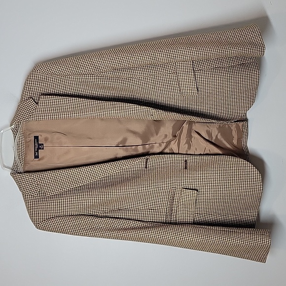 346 Brooks Brothers Herringbone Elbow Patch Wool Blazer Brown - Picture 4 of 11